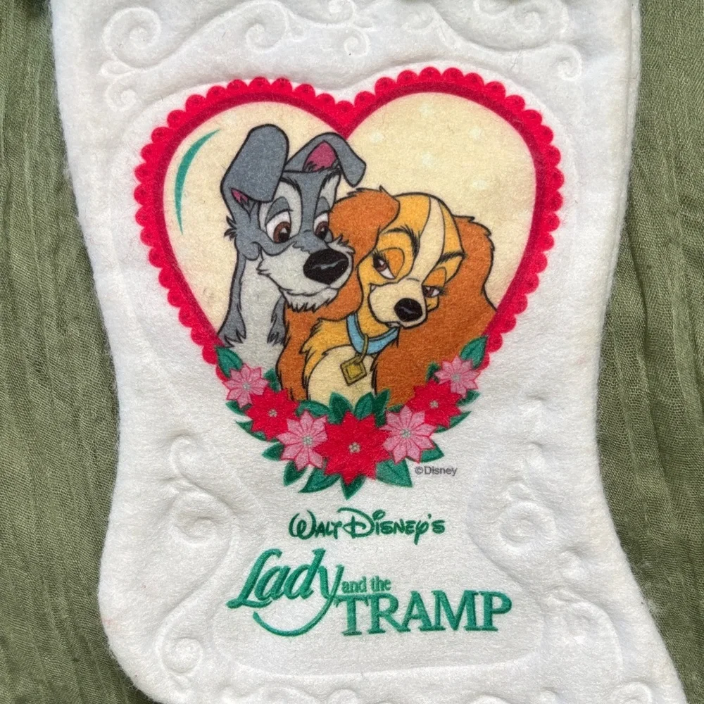 Vintage Disney Lady & the Tramp Christmas Stocking NWT